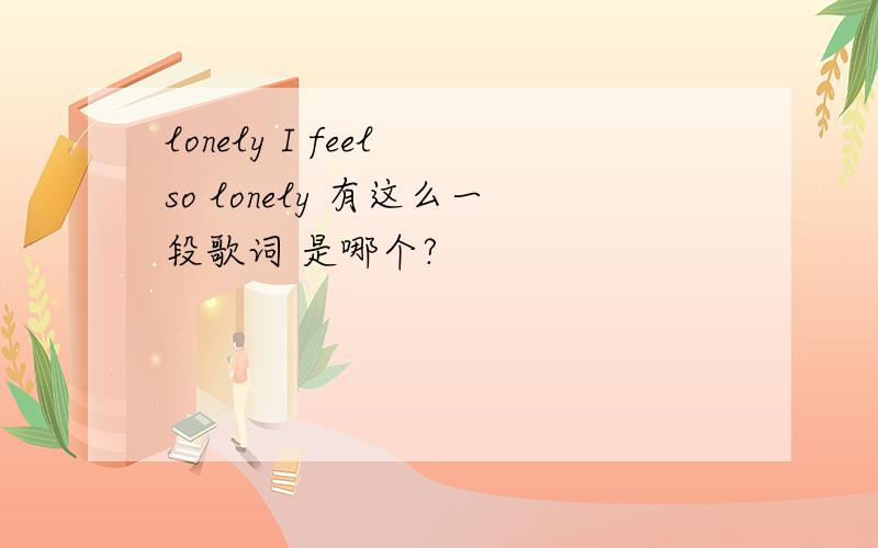 lonely I feel so lonely 有这么一段歌词 是哪个?