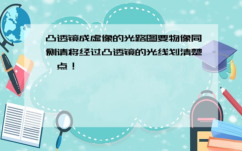 凸透镜成虚像的光路图要物像同侧请将经过凸透镜的光线划清楚一点！