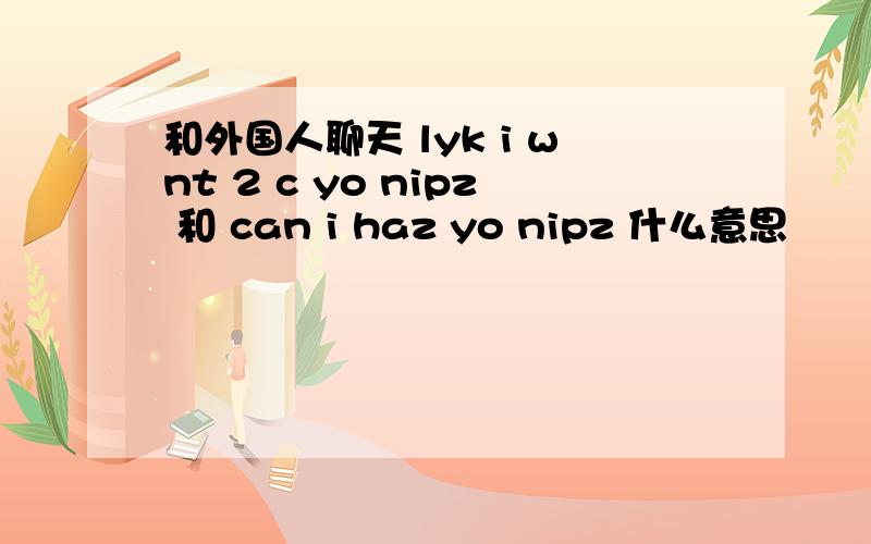 和外国人聊天 lyk i wnt 2 c yo nipz 和 can i haz yo nipz 什么意思