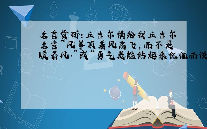 名言赏析：丘吉尔请给我丘吉尔名言“风筝顶着风高飞,而不是顺着风.”或“勇气是能站起来侃侃而谈.勇气也是能坐下来静静倾听”