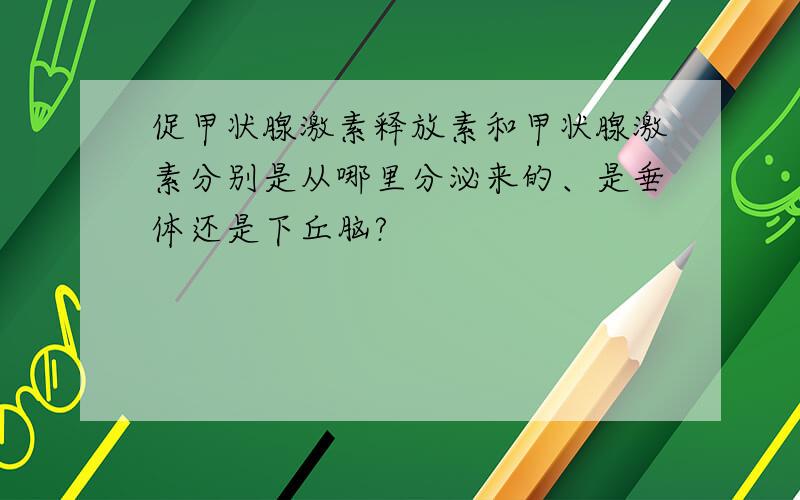 促甲状腺激素释放素和甲状腺激素分别是从哪里分泌来的、是垂体还是下丘脑?