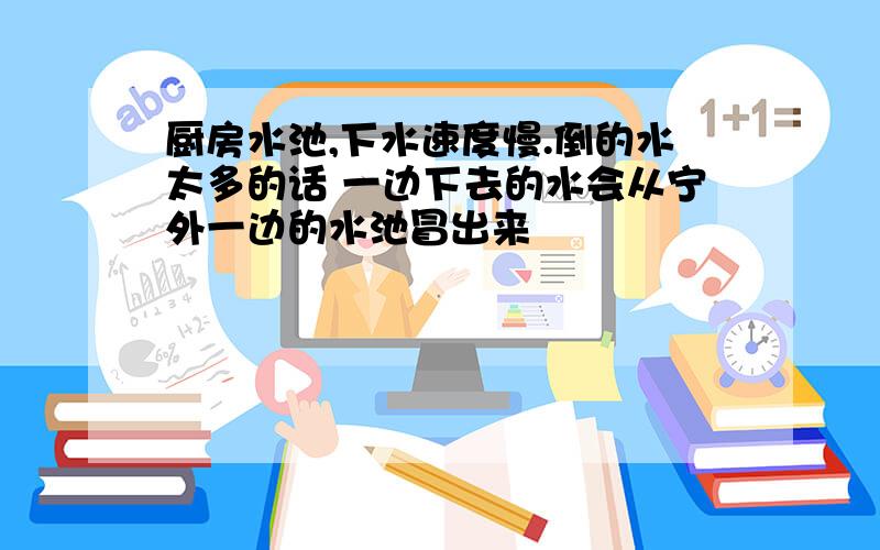 厨房水池,下水速度慢.倒的水太多的话 一边下去的水会从宁外一边的水池冒出来