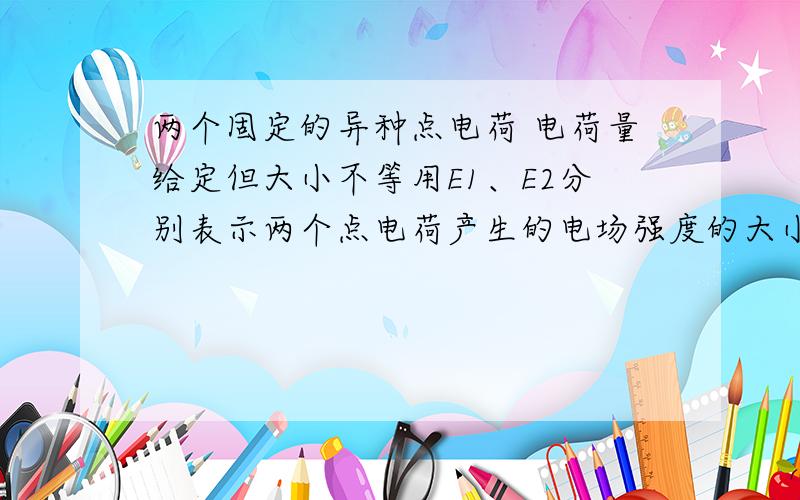 两个固定的异种点电荷 电荷量给定但大小不等用E1、E2分别表示两个点电荷产生的电场强度的大小