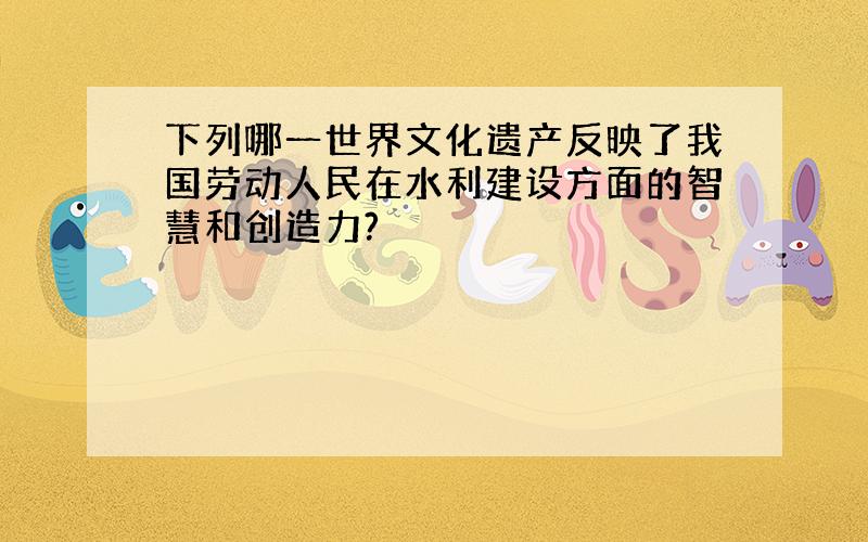 下列哪一世界文化遗产反映了我国劳动人民在水利建设方面的智慧和创造力?