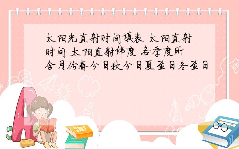 太阳光直射时间填表 太阳直射时间 太阳直射纬度 各季度所含月份春分日秋分日夏至日冬至日