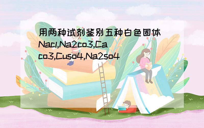 用两种试剂鉴别五种白色固体 Nacl,Na2co3,Caco3,Cuso4,Na2so4