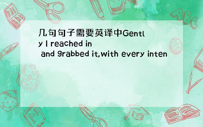 几句句子需要英译中Gently I reached in and grabbed it,with every inten