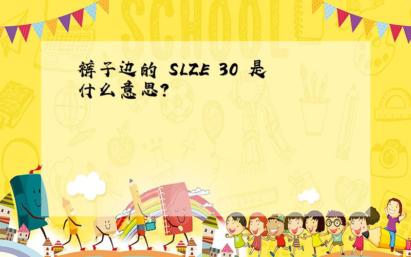 裤子边的 SLZE 30 是什么意思?