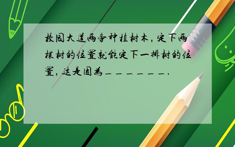 校园大道两旁种植树木，定下两棵树的位置就能定下一排树的位置，这是因为______．