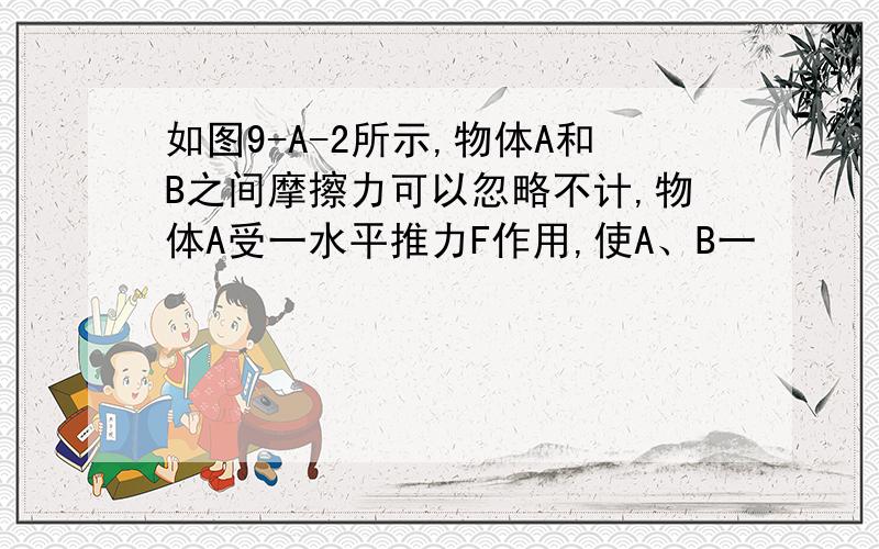 如图9-A-2所示,物体A和B之间摩擦力可以忽略不计,物体A受一水平推力F作用,使A、B一