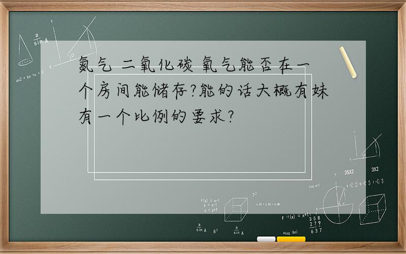 氮气 二氧化碳 氧气能否在一个房间能储存?能的话大概有妹有一个比例的要求?