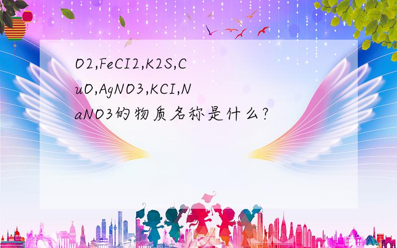 O2,FeCI2,K2S,CuO,AgNO3,KCI,NaNO3的物质名称是什么?