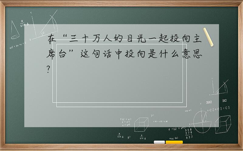 在“三十万人的目光一起投向主席台”这句话中投向是什么意思?