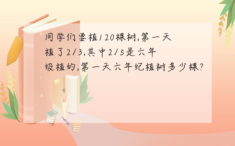 同学们要植120棵树,第一天植了2/3,其中2/5是六年级植的,第一天六年纪植树多少棵?