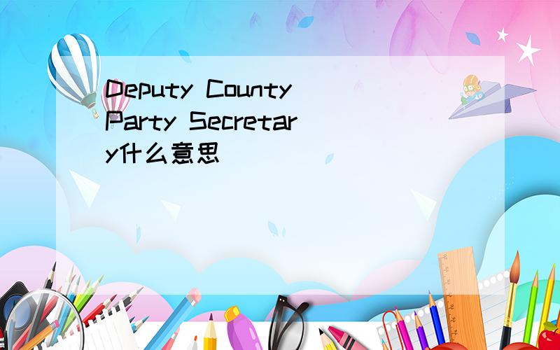 Deputy County Party Secretary什么意思