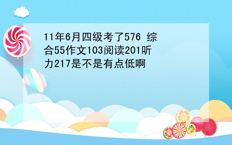 11年6月四级考了576 综合55作文103阅读201听力217是不是有点低啊