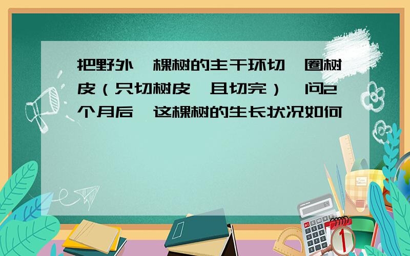 把野外一棵树的主干环切一圈树皮（只切树皮,且切完）,问2个月后,这棵树的生长状况如何,