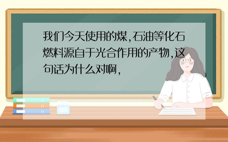 我们今天使用的煤,石油等化石燃料源自于光合作用的产物,这句话为什么对啊,