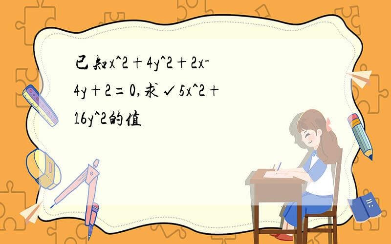 已知x^2+4y^2+2x-4y+2=0,求√5x^2+16y^2的值