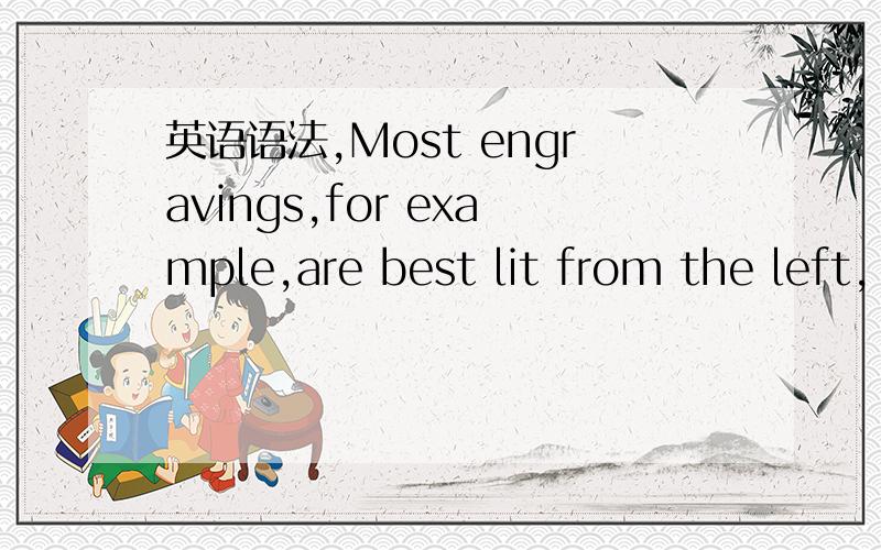 英语语法,Most engravings,for example,are best lit from the left,