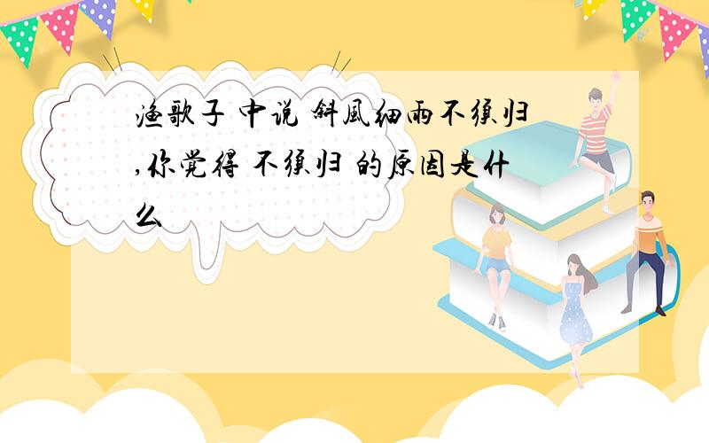 渔歌子 中说 斜风细雨不须归,你觉得 不须归 的原因是什么