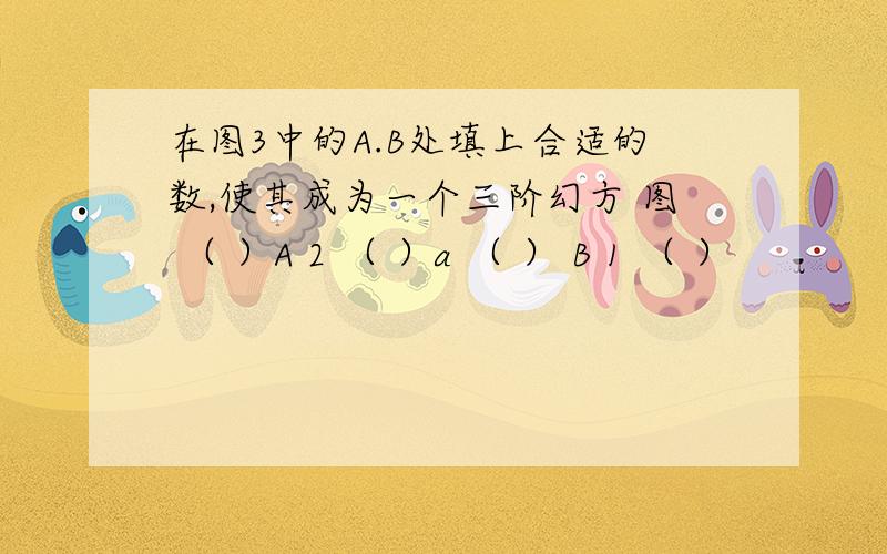 在图3中的A.B处填上合适的数,使其成为一个三阶幻方 图 （ ）A 2 （ ）a （ ） B 1 （ ）