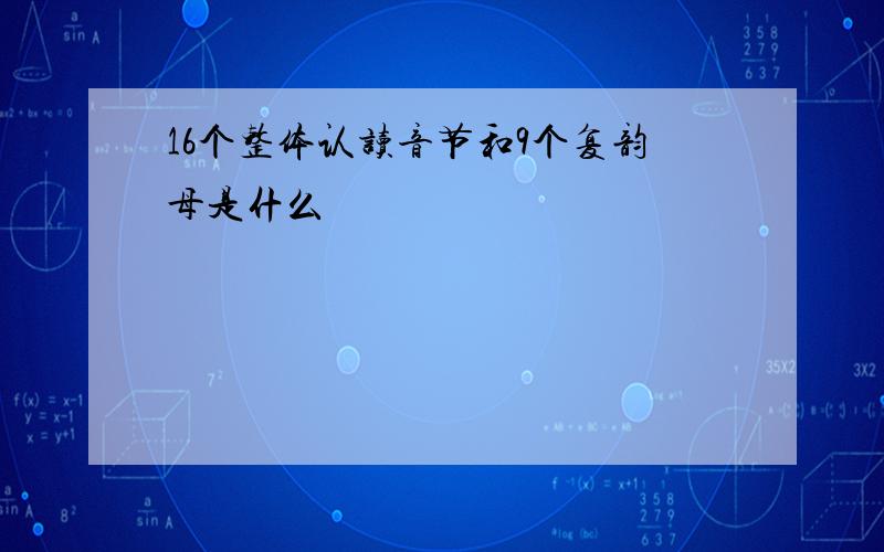 16个整体认读音节和9个复韵母是什么