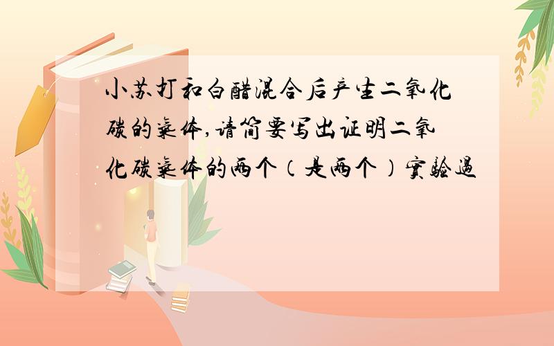 小苏打和白醋混合后产生二氧化碳的气体,请简要写出证明二氧化碳气体的两个（是两个）实验过