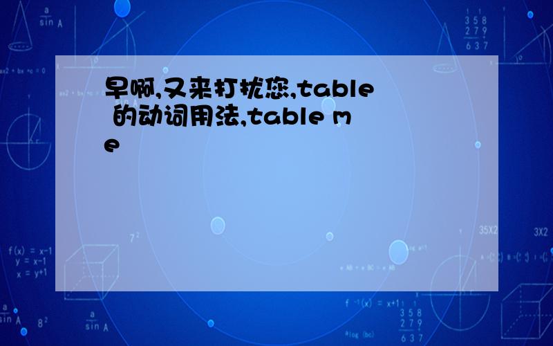 早啊,又来打扰您,table 的动词用法,table me