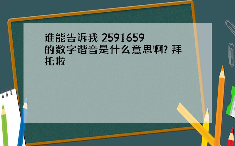 谁能告诉我 2591659 的数字谐音是什么意思啊? 拜托啦