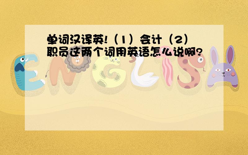 单词汉译英!（1）会计（2）职员这两个词用英语怎么说啊?