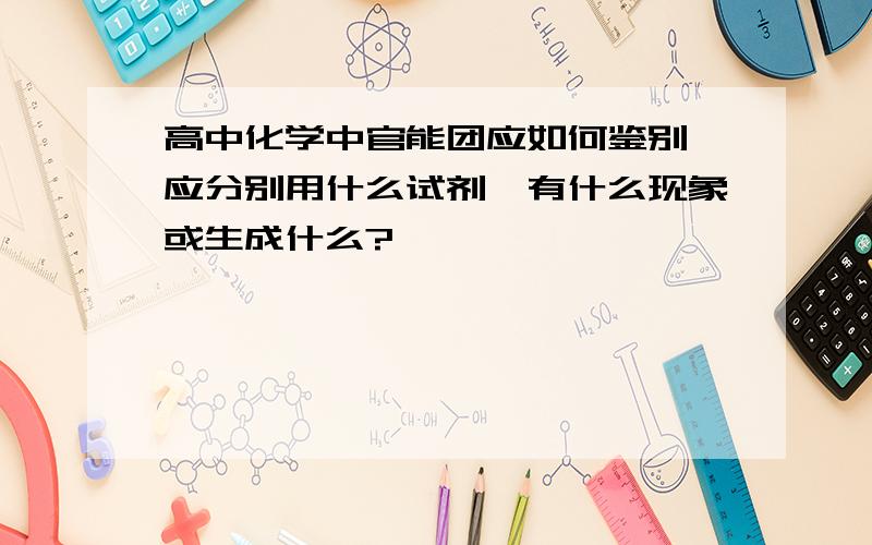 高中化学中官能团应如何鉴别,应分别用什么试剂,有什么现象或生成什么?