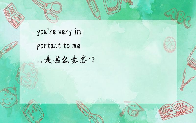 you're very important to me ..是甚么意思·?