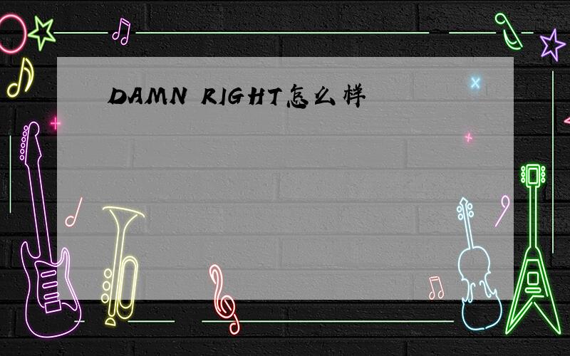 DAMN RIGHT怎么样