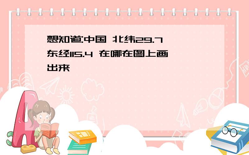 想知道:中国 北纬29.7,东经115.4 在哪在图上画出来