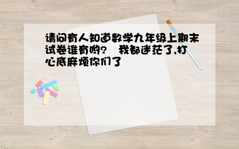 请问有人知道数学九年级上期末试卷谁有哟?　我都迷茫了,打心底麻烦你们了