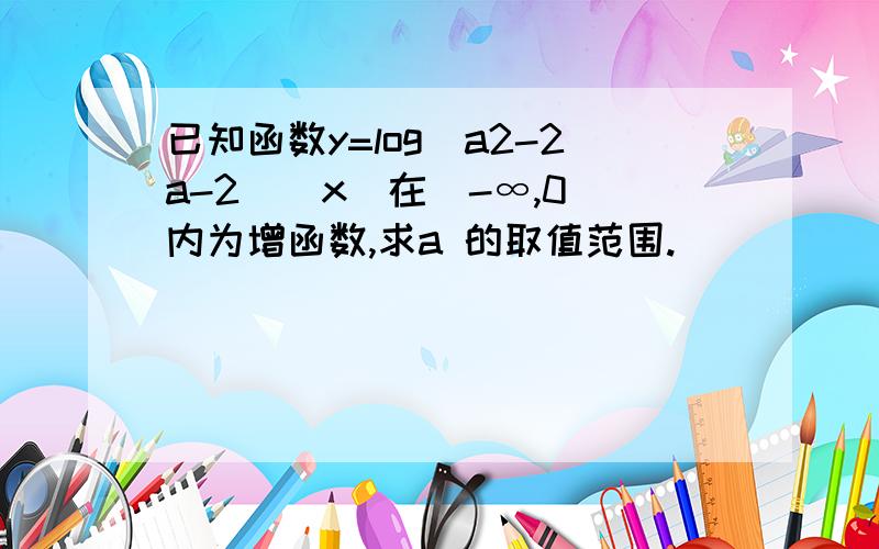 已知函数y=log(a2-2a-2)|x|在（-∞,0）内为增函数,求a 的取值范围.