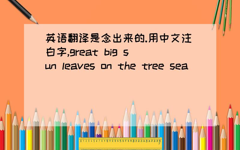 英语翻译是念出来的.用中文注白字,great big sun leaves on the tree sea