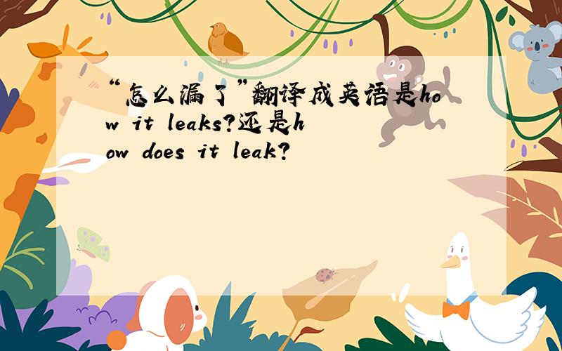 “怎么漏了”翻译成英语是how it leaks?还是how does it leak?