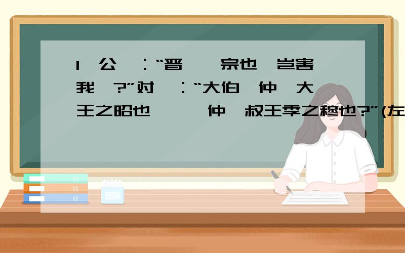 1、公曰：“晋,吾宗也,岂害我哉?”对曰：“大伯虞仲,大王之昭也……虢仲虢叔王季之穆也?”(左传.宫之奇谏假道) 这里的