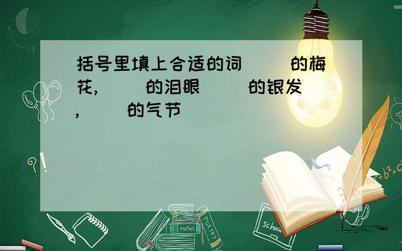 括号里填上合适的词（ ）的梅花,（ ）的泪眼（ ）的银发,（ ）的气节