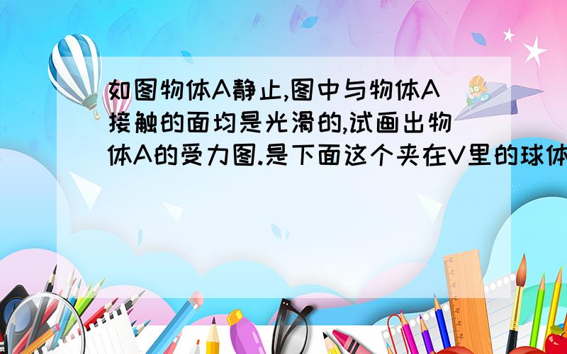 如图物体A静止,图中与物体A接触的面均是光滑的,试画出物体A的受力图.是下面这个夹在V里的球体,麻烦各位大虾看我画的对不