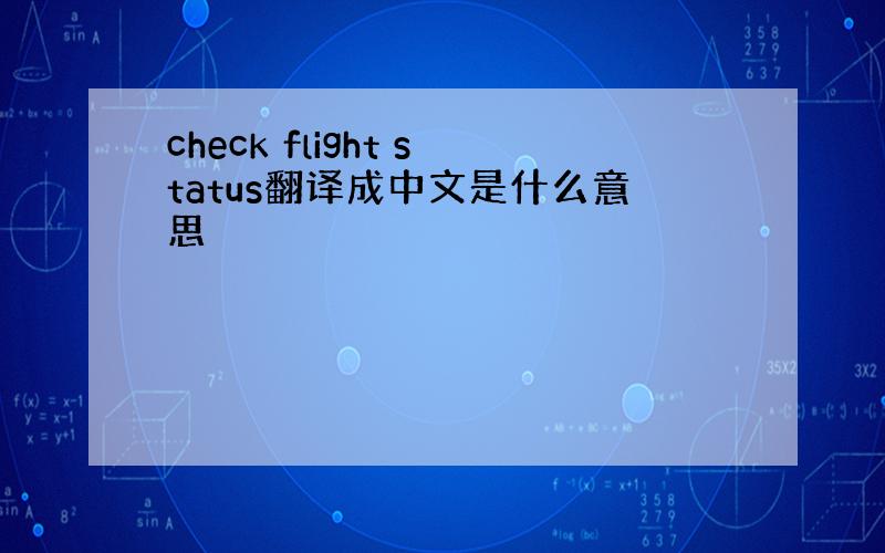 check flight status翻译成中文是什么意思