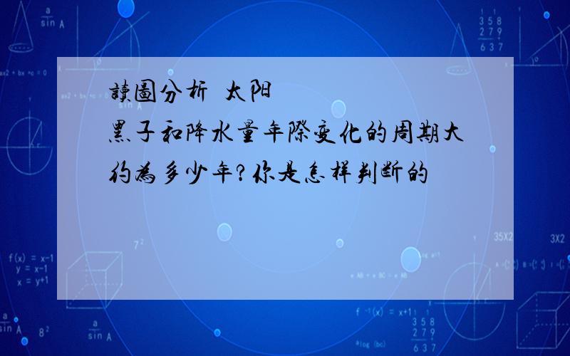 读图分析太阳黑子和降水量年际变化的周期大约为多少年?你是怎样判断的