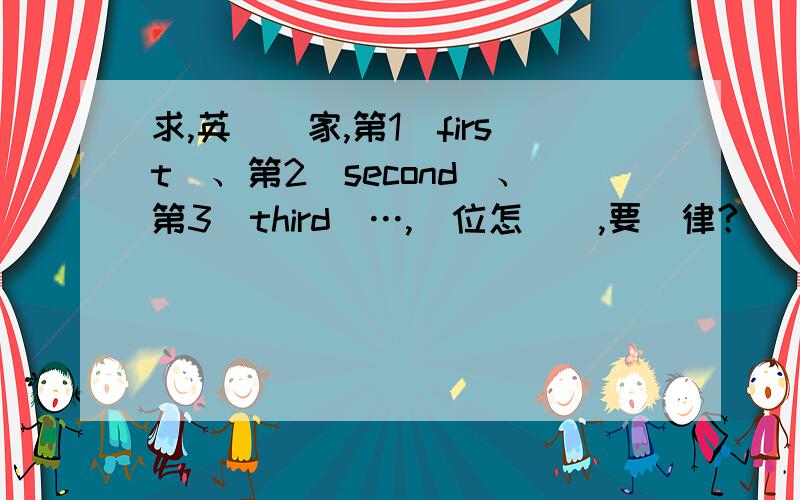 求,英語專家,第1（first)、第2(second)、第3(third)…,順位怎麼寫,要規律?