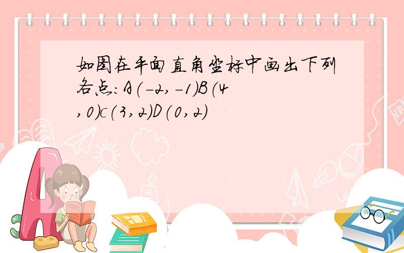 如图在平面直角坐标中画出下列各点:A(-2,-1)B(4,0)c(3,2)D(0,2)