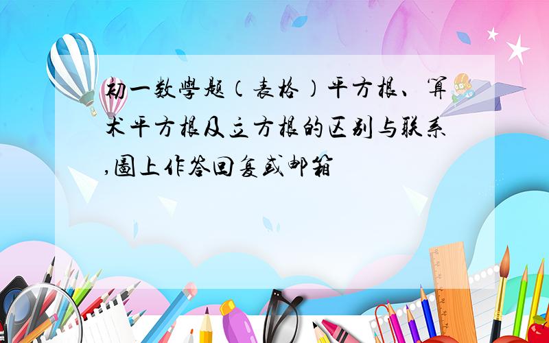 初一数学题（表格）平方根、算术平方根及立方根的区别与联系,图上作答回复或邮箱