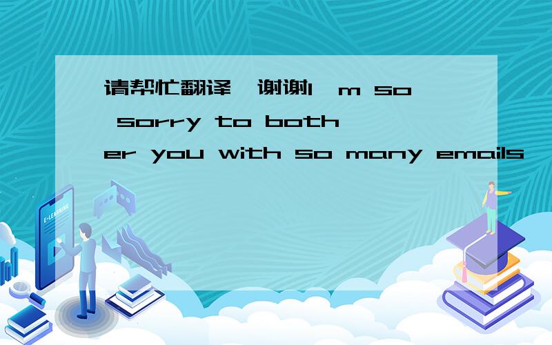 请帮忙翻译,谢谢I'm so sorry to bother you with so many emails, but