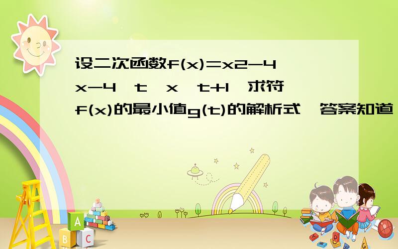 设二次函数f(x)=x2-4x-4,t≤x≤t+1,求符f(x)的最小值g(t)的解析式,答案知道,求详解!