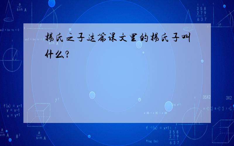 杨氏之子这篇课文里的杨氏子叫什么?